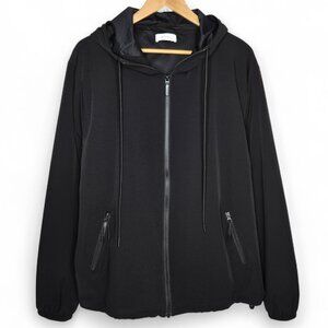 Italic Hooded Black Windbreaker Jacket Men's Breathable Mesh Lining Sporty L